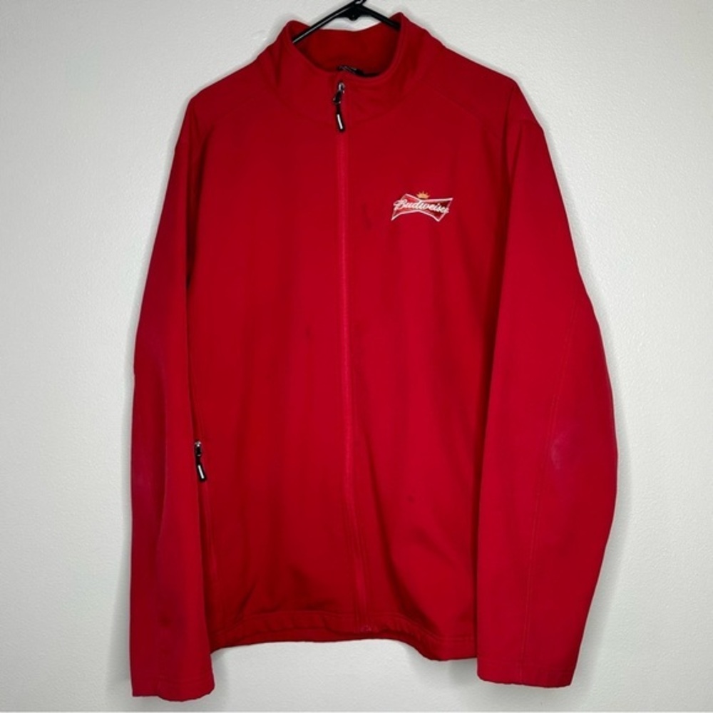 Core 365 Men’s Red Full Zip‎ up jacket Size XL Budweiser Logo